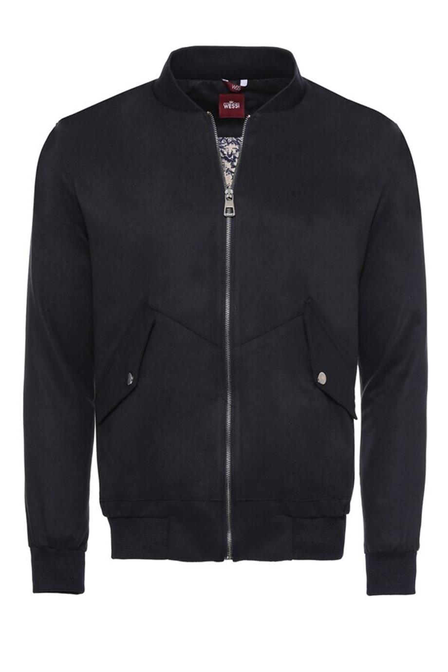 Siyah Cepli Süet Bomber Mont