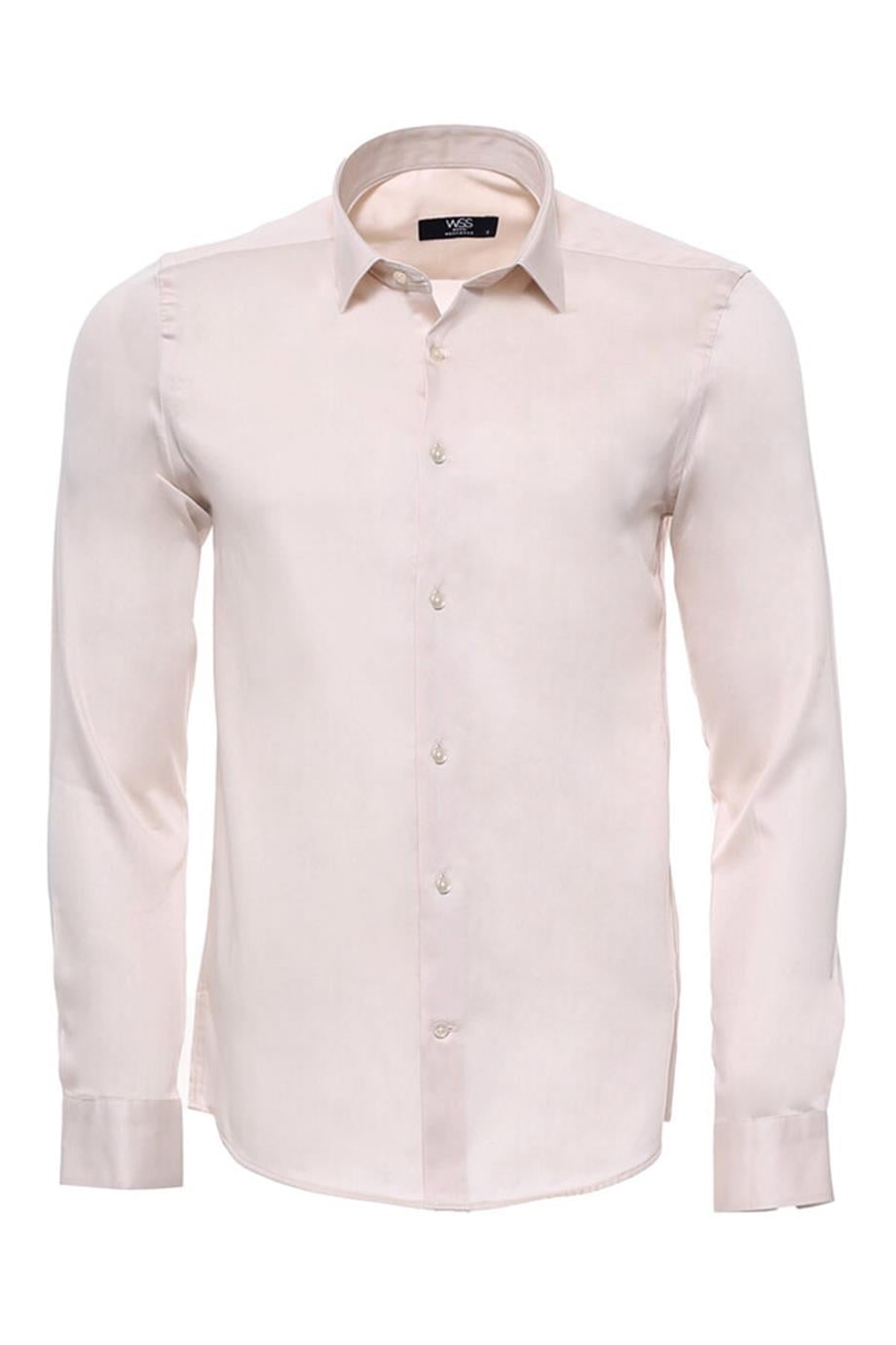 Slim Fit Uzun Kollu Ekru Erkek Gömlek
