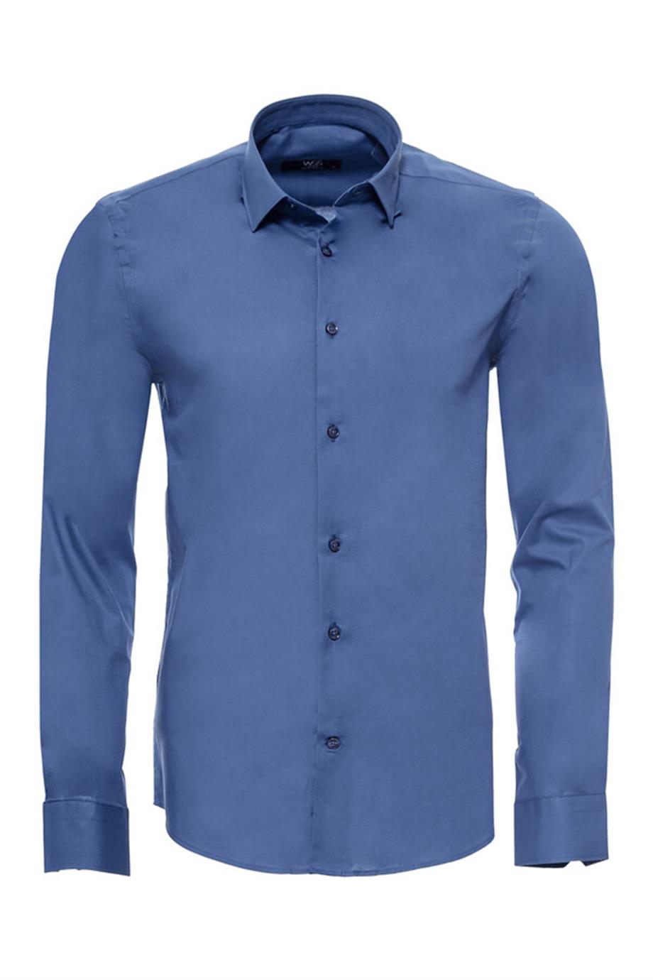 Slim Fit Uzun Kollu Lacivert Erkek Gömlek