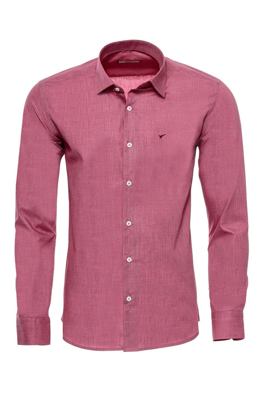 Slimfit Açık Bordo Uzun Kollu Erkek Gömlek