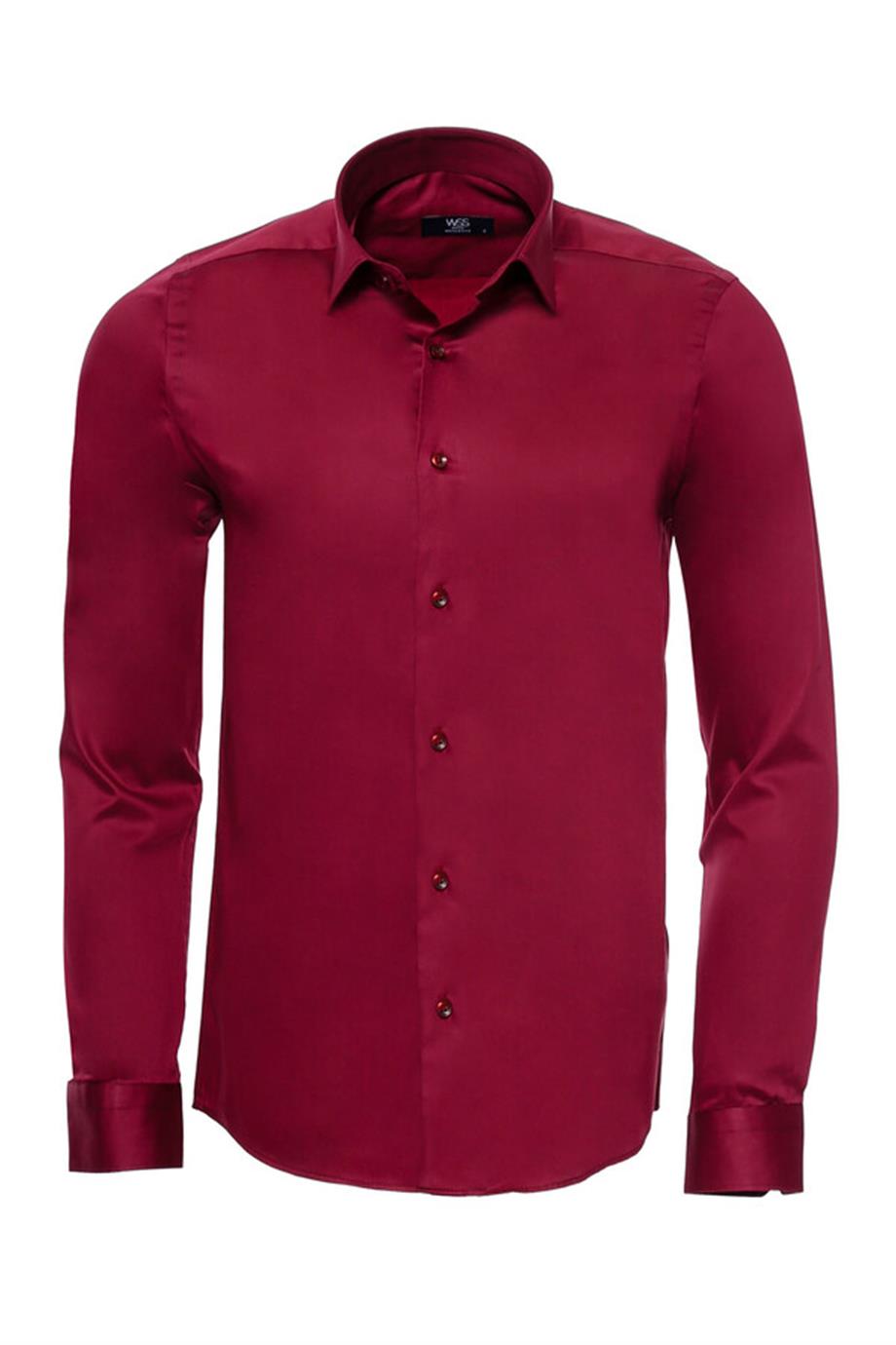 Slimfit Uzun Kollu Bordo Erkek Gömlek