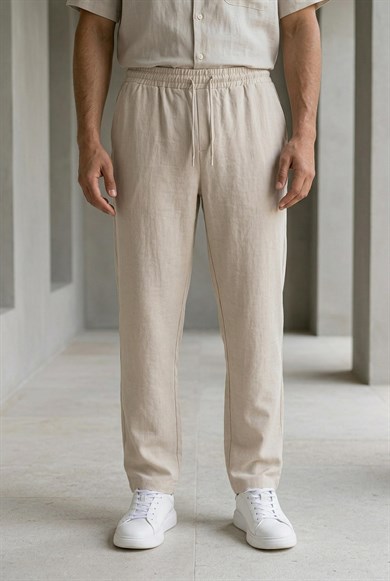 Prawer Baggy Kalıp Odessa Kumaş Jogger Erkek Pantolon- Bej