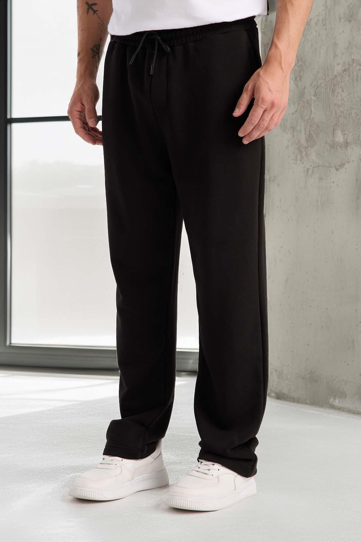 Mendes Baggy Kalıp Diagonal 3 İplik Kumaş Erkek Eşofman Altı Pantolon - Siyah · 6