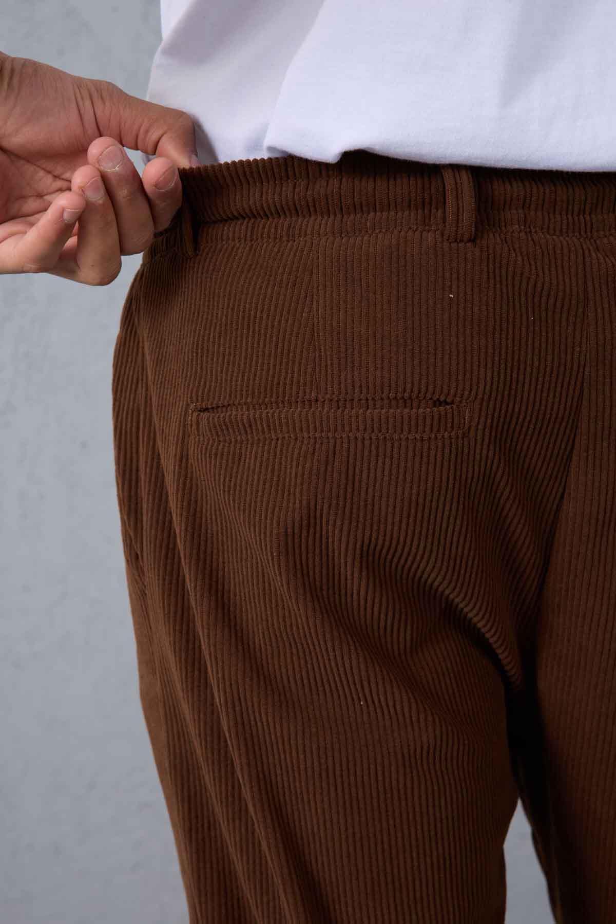 Roy Regular Fit Beli Lastikli Fitilli Kadife Kumaş Fermuarlı Jogger Erkek Pantolon - Kahve · 7