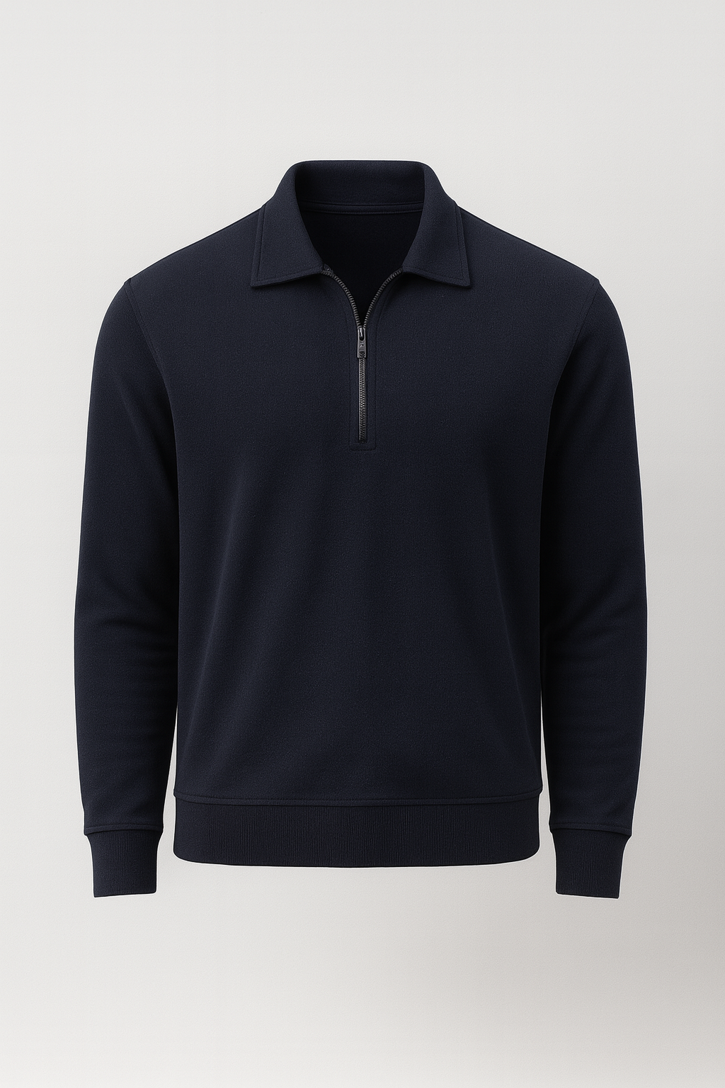 Eric Relax Fit Yarım Fermuarlı Polo Yaka Selanik Kumaş Erkek Sweatshirt - Lacivert