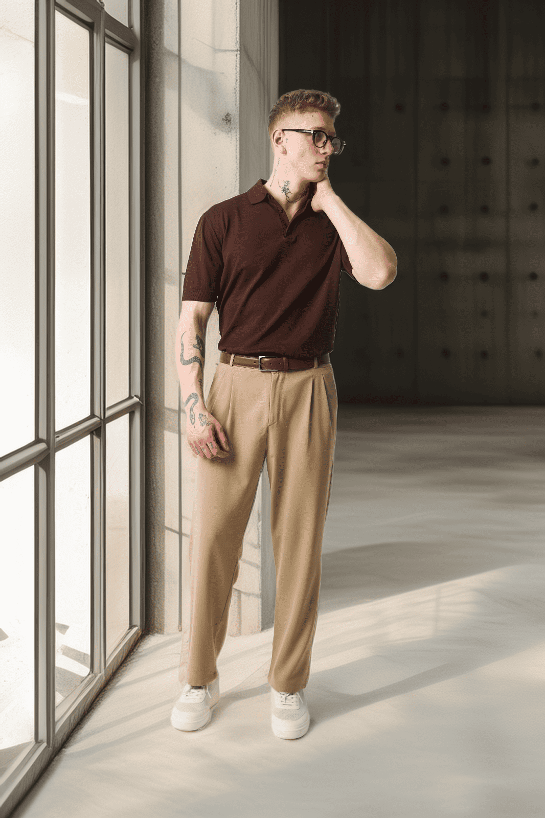 Polo Yaka Basic Düğmeli  Triko Erkek T-Shirt - Kahve · 6