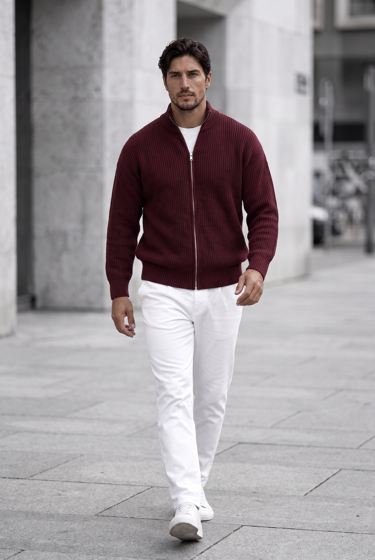Woody Oversize Selanik Örme Fermuarlı Erkek Hırka- Bordo · 6