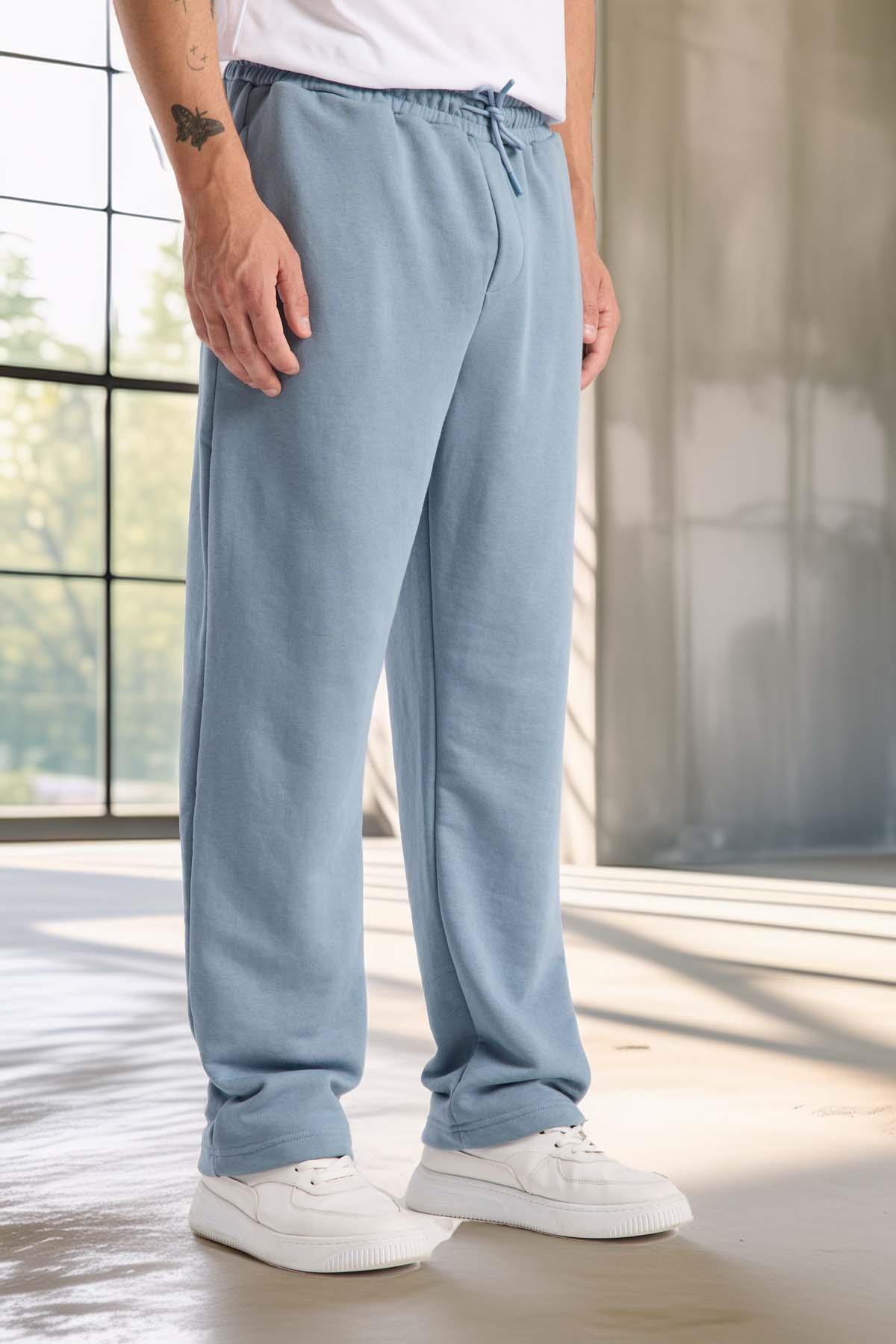 Mendes Baggy Kalıp Diagonal 3 İplik Kumaş Erkek Eşofman Altı Pantolon - Soğuk Mavi · 6