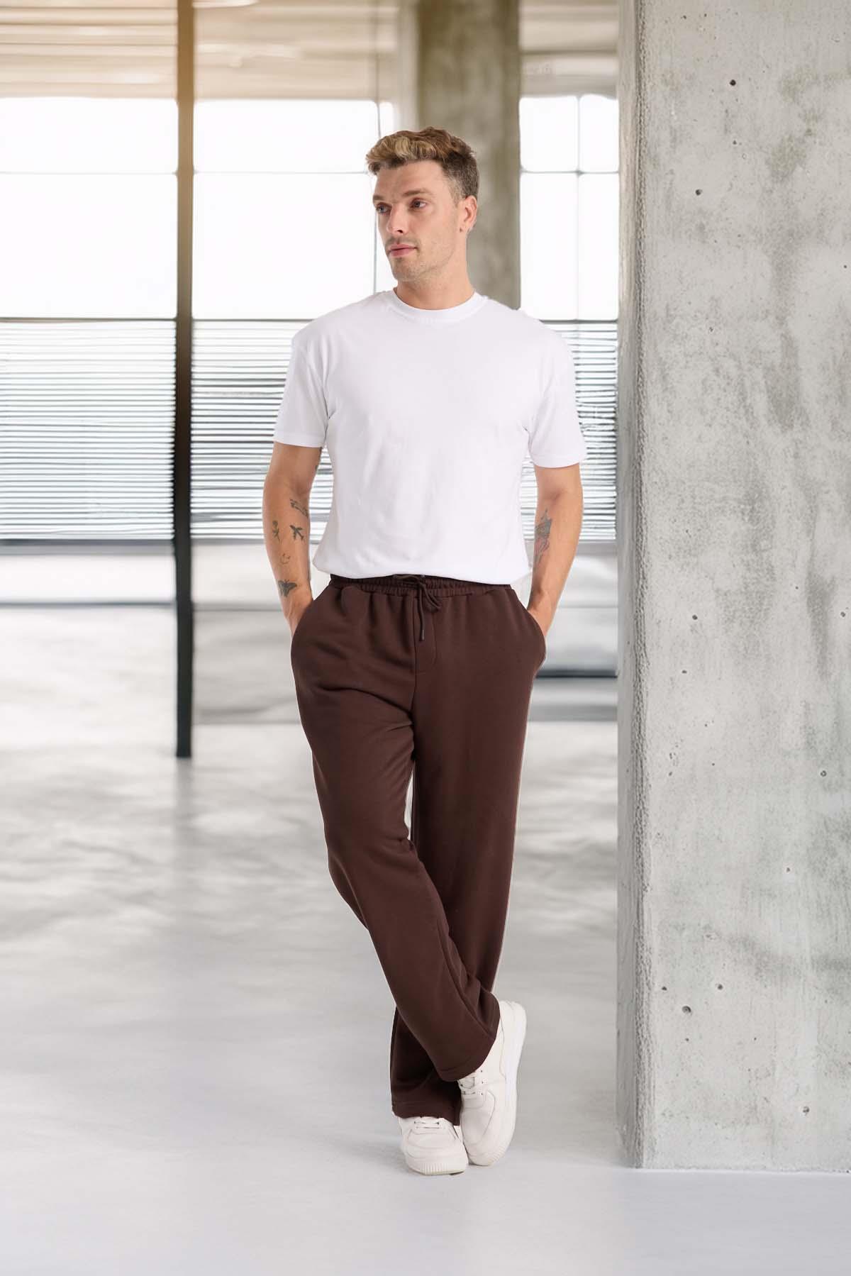 Mendes Baggy Kalıp Diagonal 3 İplik Kumaş Erkek Eşofman Altı Pantolon - Kahve · 6