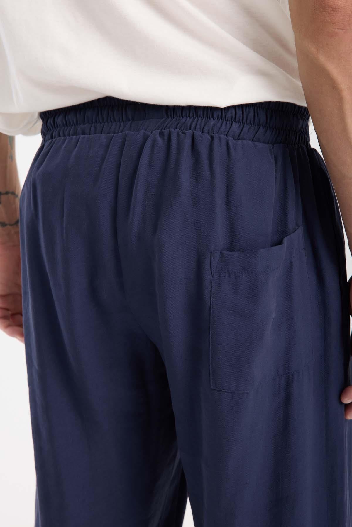 Modal Kumaş Rahat Kalıp Düz Paça Jogger Erkek Pantolon - Lacivert · 7