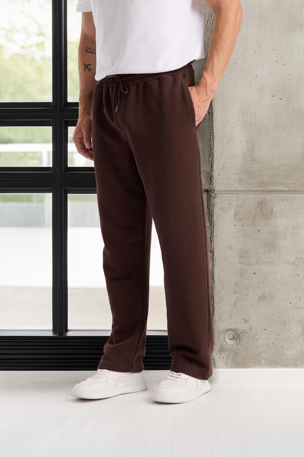 Mendes Baggy Kalıp Diagonal 3 İplik Kumaş Erkek Eşofman Altı Pantolon - Kahve · 4
