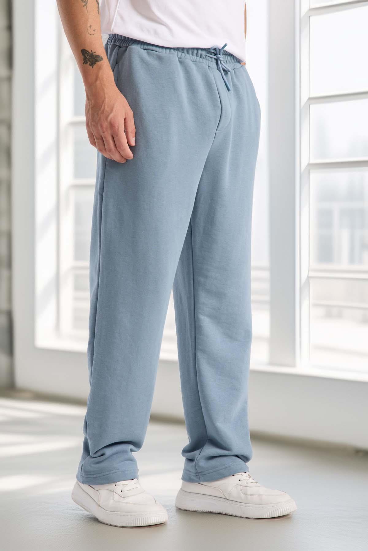 Mendes Baggy Kalıp Diagonal 3 İplik Kumaş Erkek Eşofman Altı Pantolon - Soğuk Mavi · 3