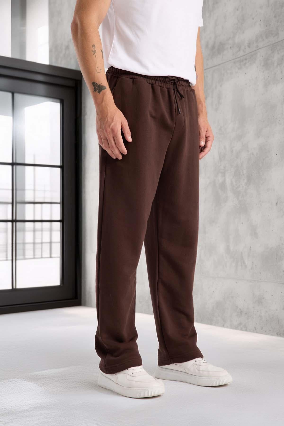 Mendes Baggy Kalıp Diagonal 3 İplik Kumaş Erkek Eşofman Altı Pantolon - Kahve · 7