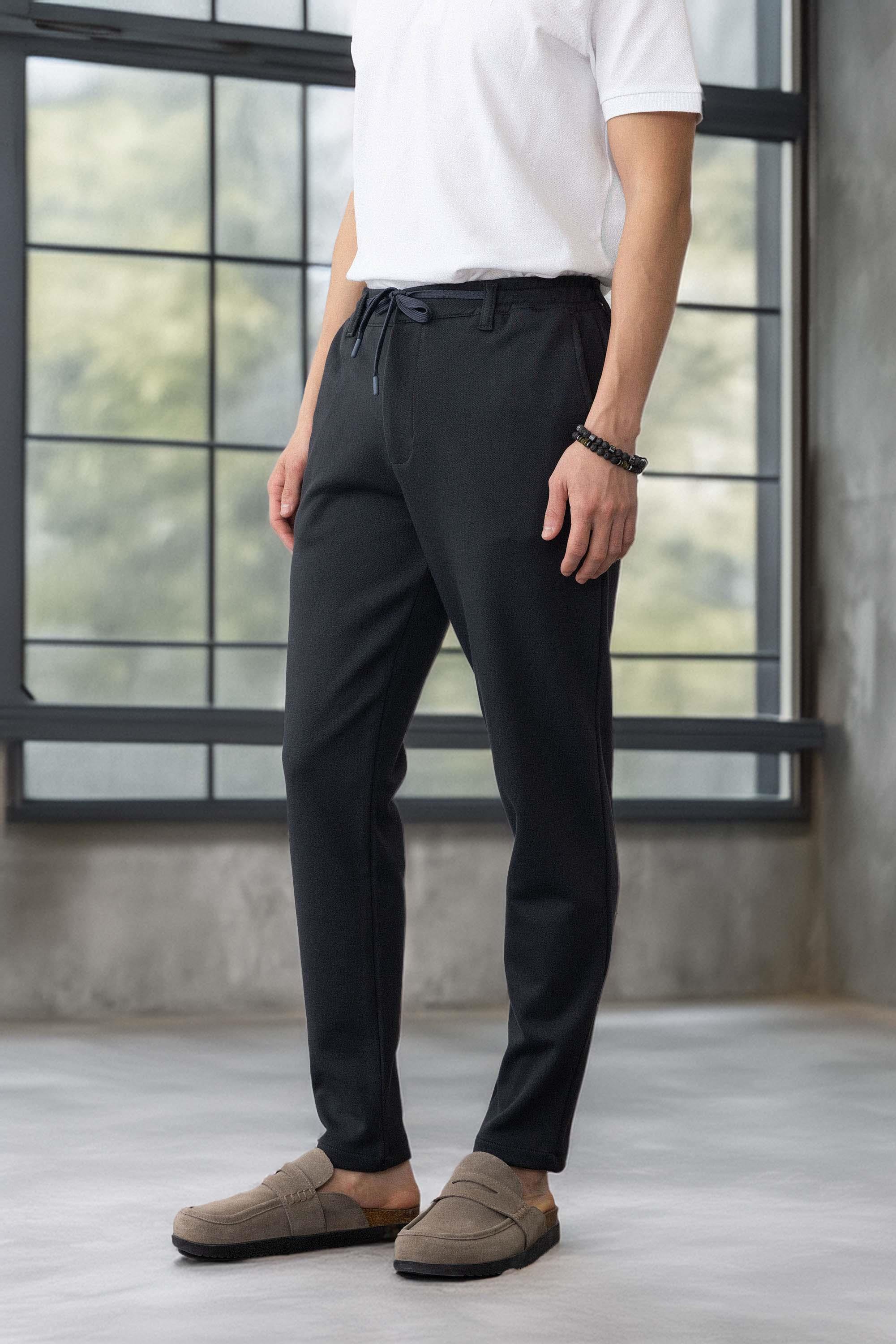 Akira Örme Pike Kumaş Beli Lastikli Fermuarlı Erkek Pantolon - Koyu Gri · 3