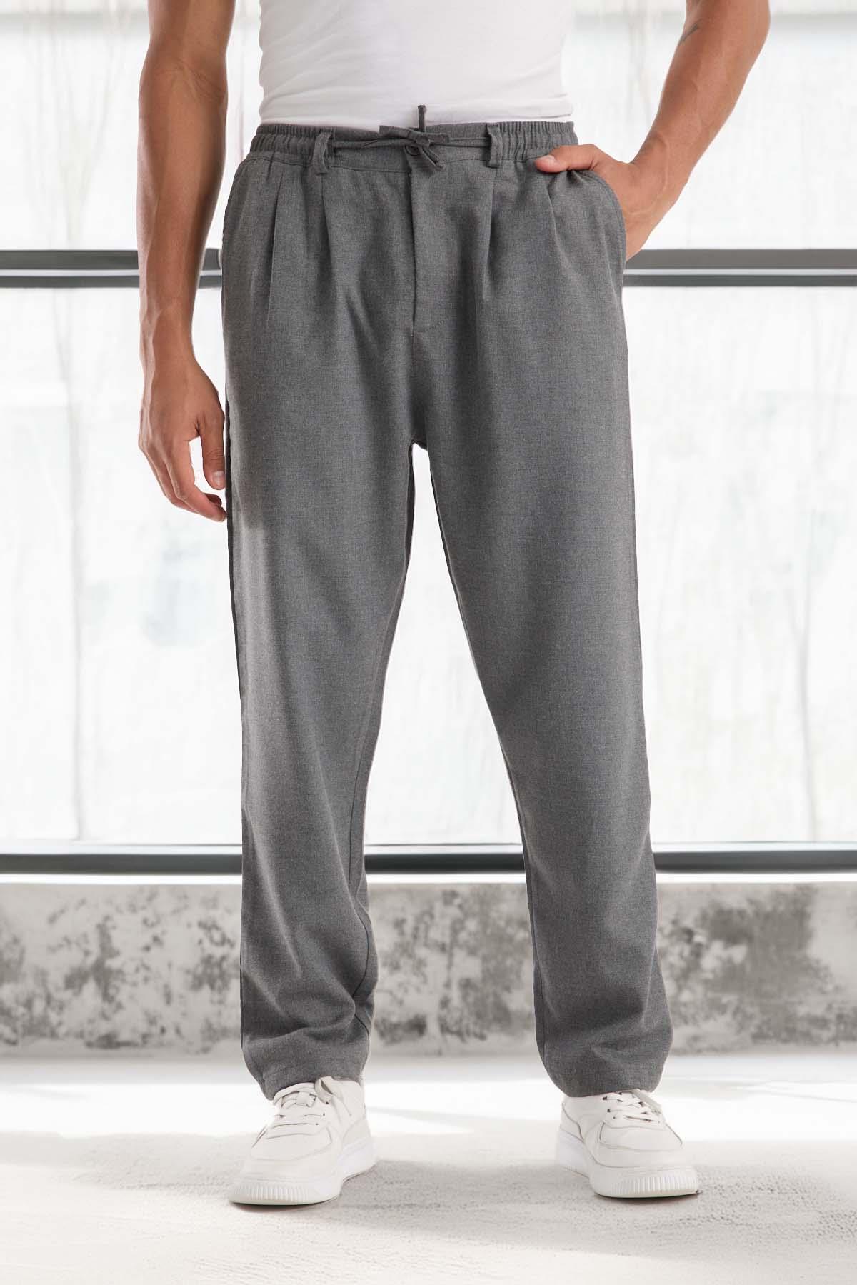 Bezayağı Kumaş Relax Fit Duble Paça Jogger Pantolon - Gri · 6