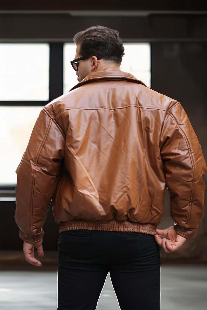 Oversize Premium Deri Ceket/Mont - Taba · 5