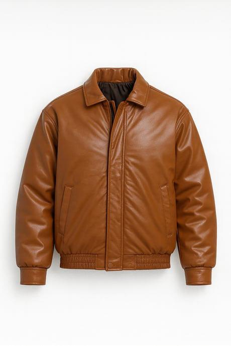 Oversize Premium Deri Ceket/Mont - Taba