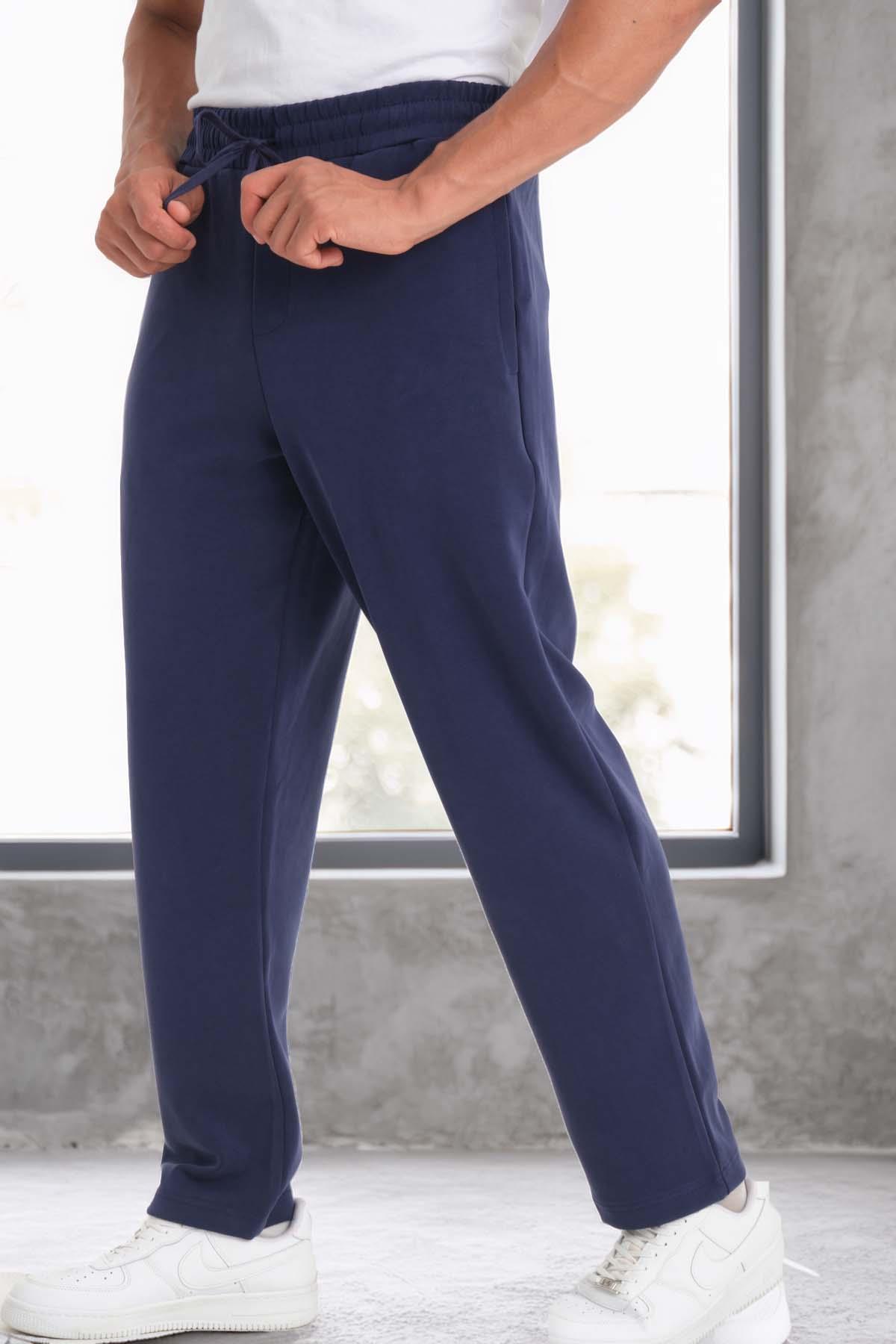 Scuba Modal Kumaş Relaxed Fit Erkek Eşofman Altı Pantolon - Lacivert · 7