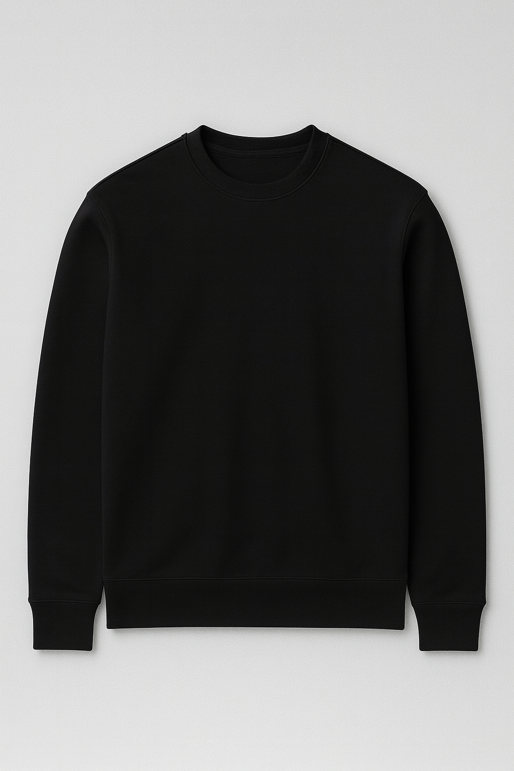 Wenders Relax Fit Basic Fırçalı Interlok Bisiklet Yaka Erkek Sweatshirt - Siyah