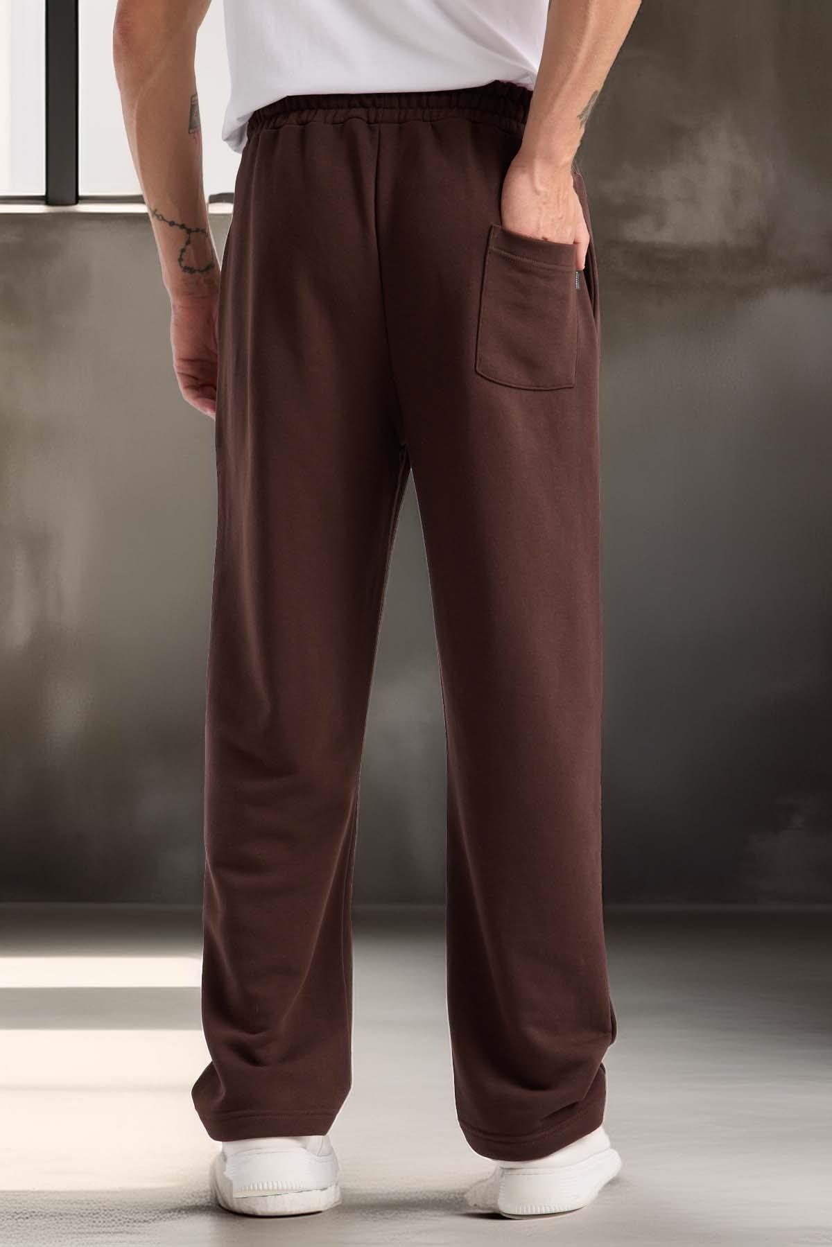 Mendes Baggy Kalıp Diagonal 3 İplik Kumaş Erkek Eşofman Altı Pantolon - Kahve · 5