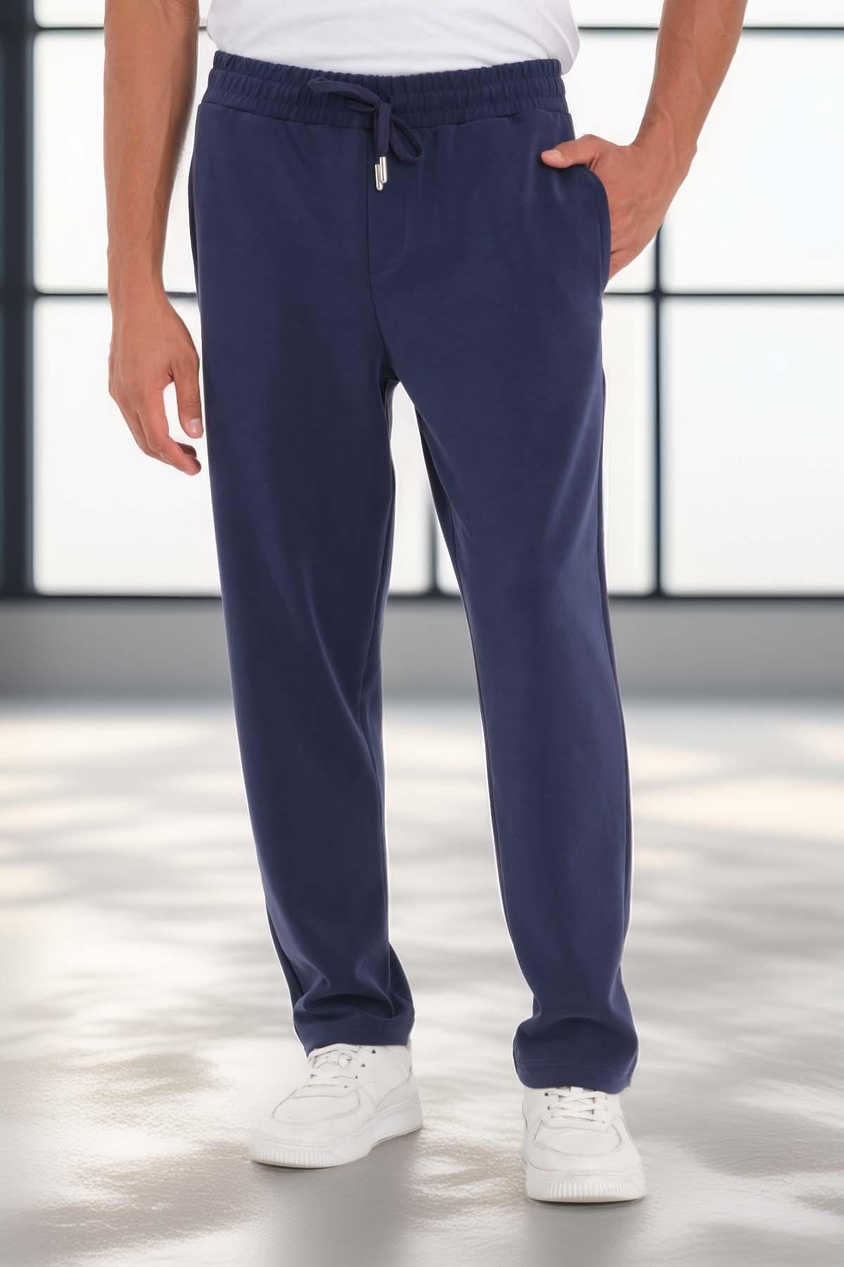 Scuba Modal Kumaş Relaxed Fit Erkek Eşofman Altı Pantolon - Lacivert · 4