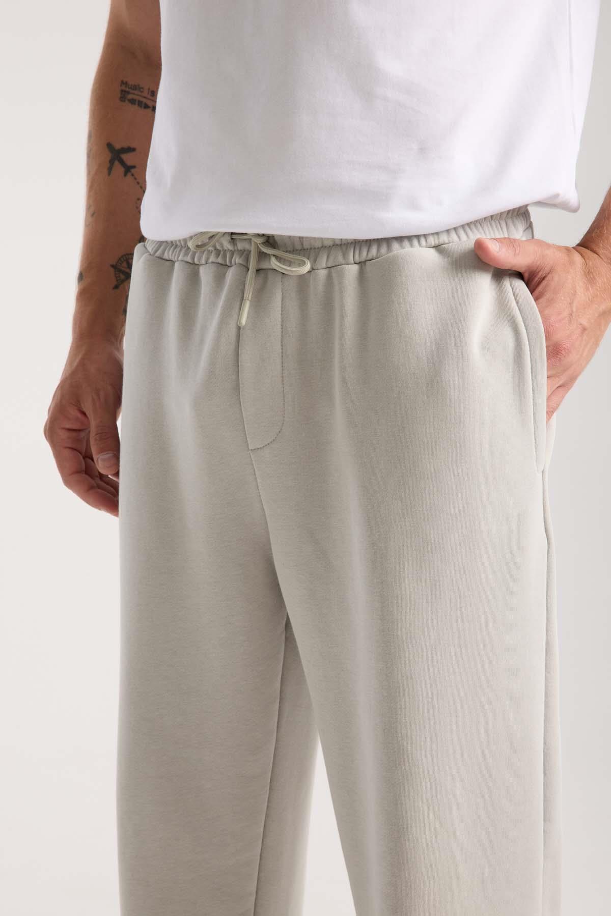 Mendes Baggy Kalıp Diagonal 3 İplik Kumaş Erkek Eşofman Altı Pantolon - Mineral Gri · 2