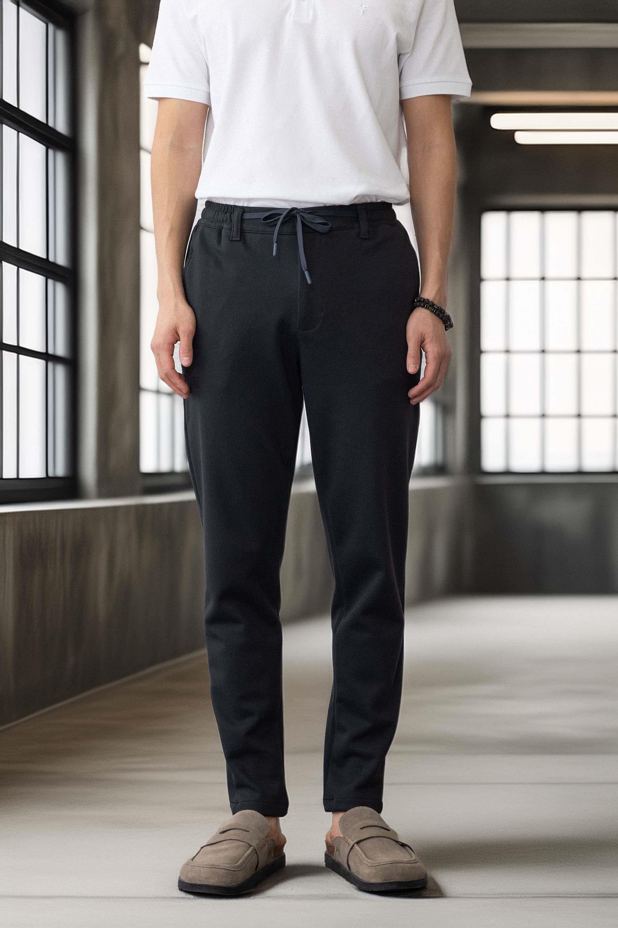 Akira Örme Pike Kumaş Beli Lastikli Fermuarlı Erkek Pantolon - Koyu Gri · 7