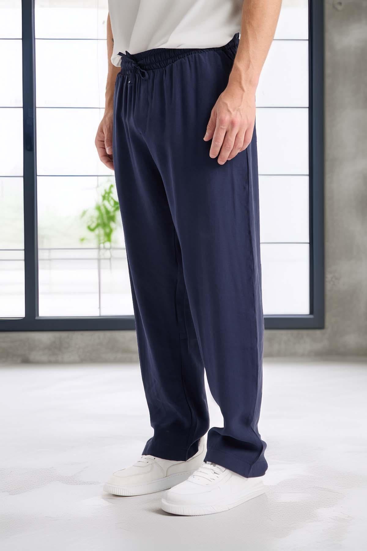 Modal Kumaş Rahat Kalıp Düz Paça Jogger Erkek Pantolon - Lacivert · 5