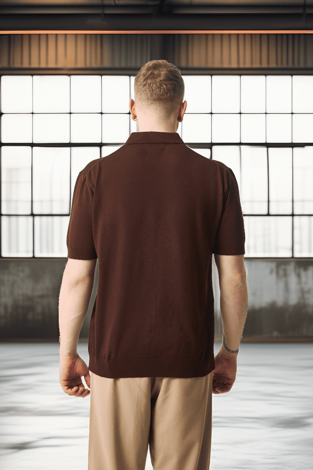 Polo Yaka Basic Düğmeli  Triko Erkek T-Shirt - Kahve · 8