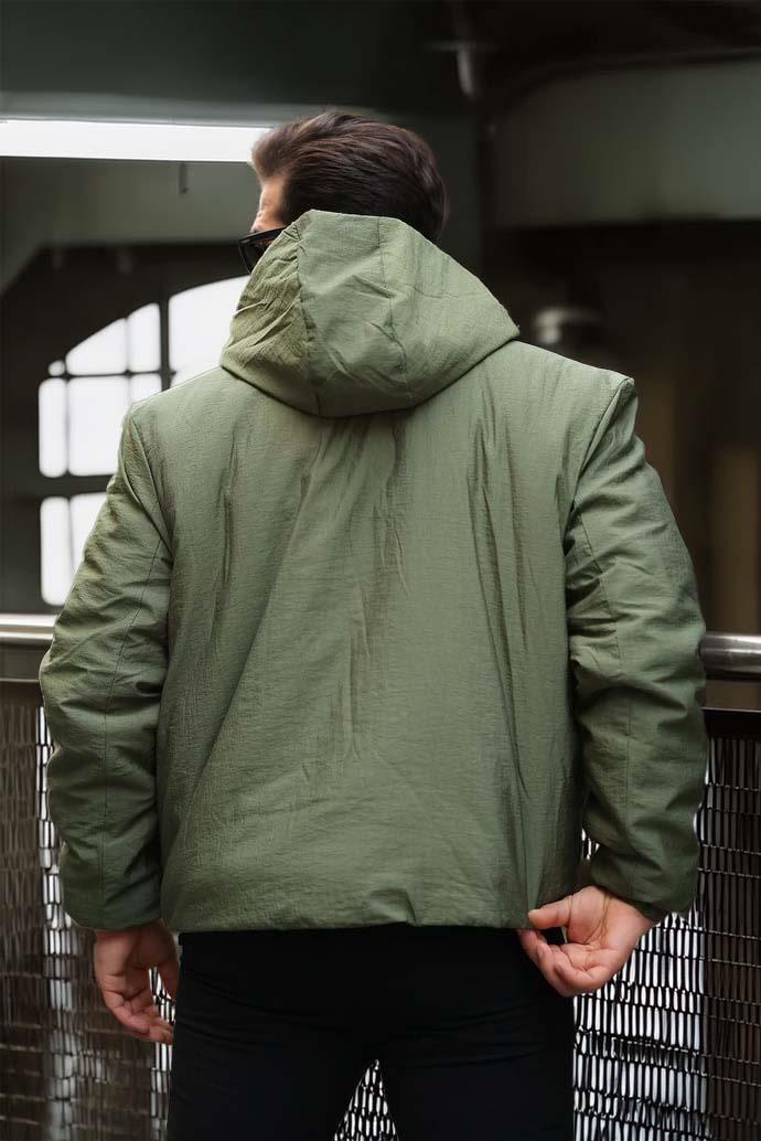 Oversize Cep Detaylı Kapüşonlu Hafif Şişme Mont - Yeşil · 6