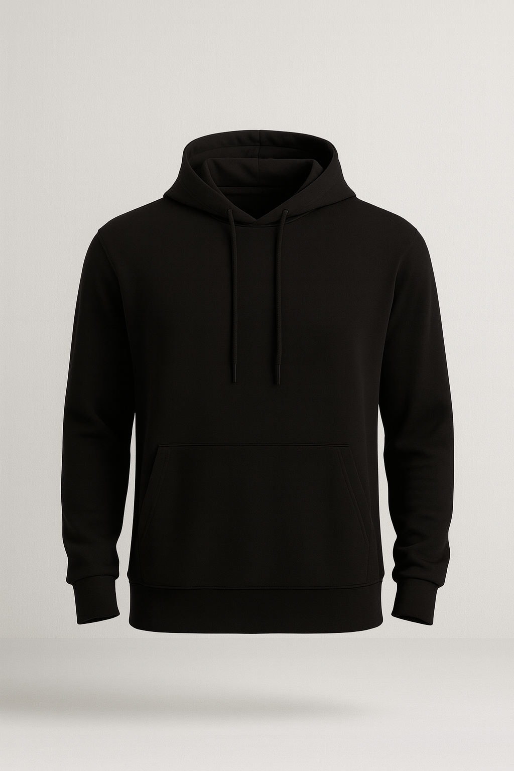 Luc Oversize Basic Dalgıç Kumaş Viskon Kapüşonlu Cepli Sweatshirt Hoodie - Siyah
