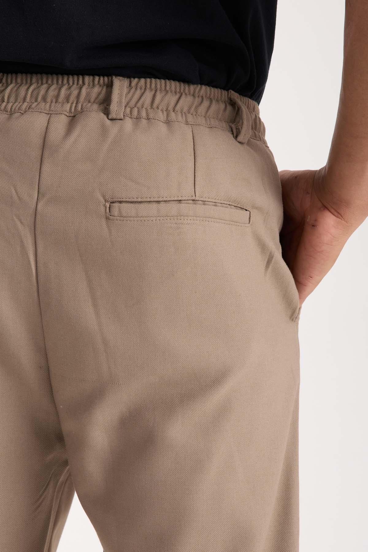 Bezayağı Kumaş Relax Fit Duble Paça Jogger Pantolon - Vizon · 4