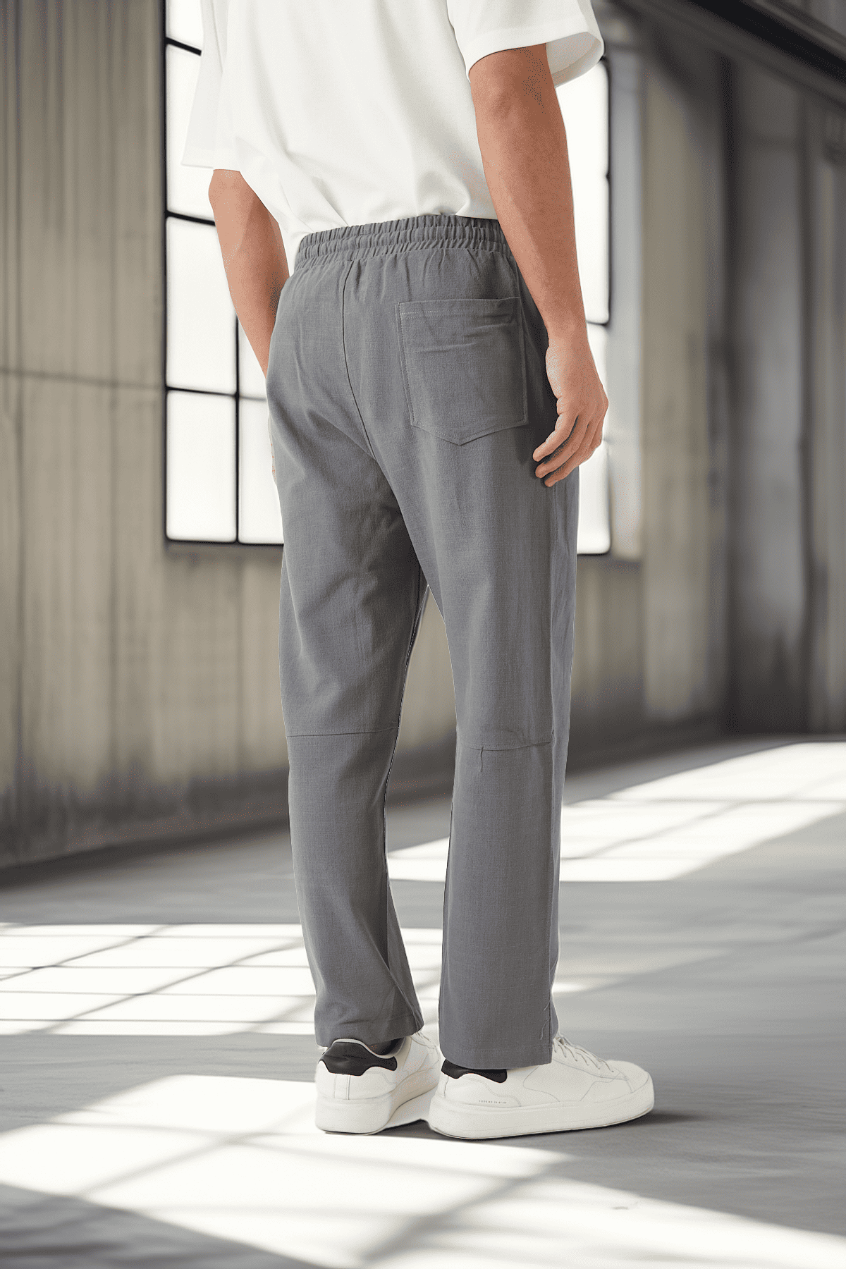 Hafif ve Nefes Alabilir Pamuklu Rahat Kalıp Baggy Erkek Pantolon - Füme · 5