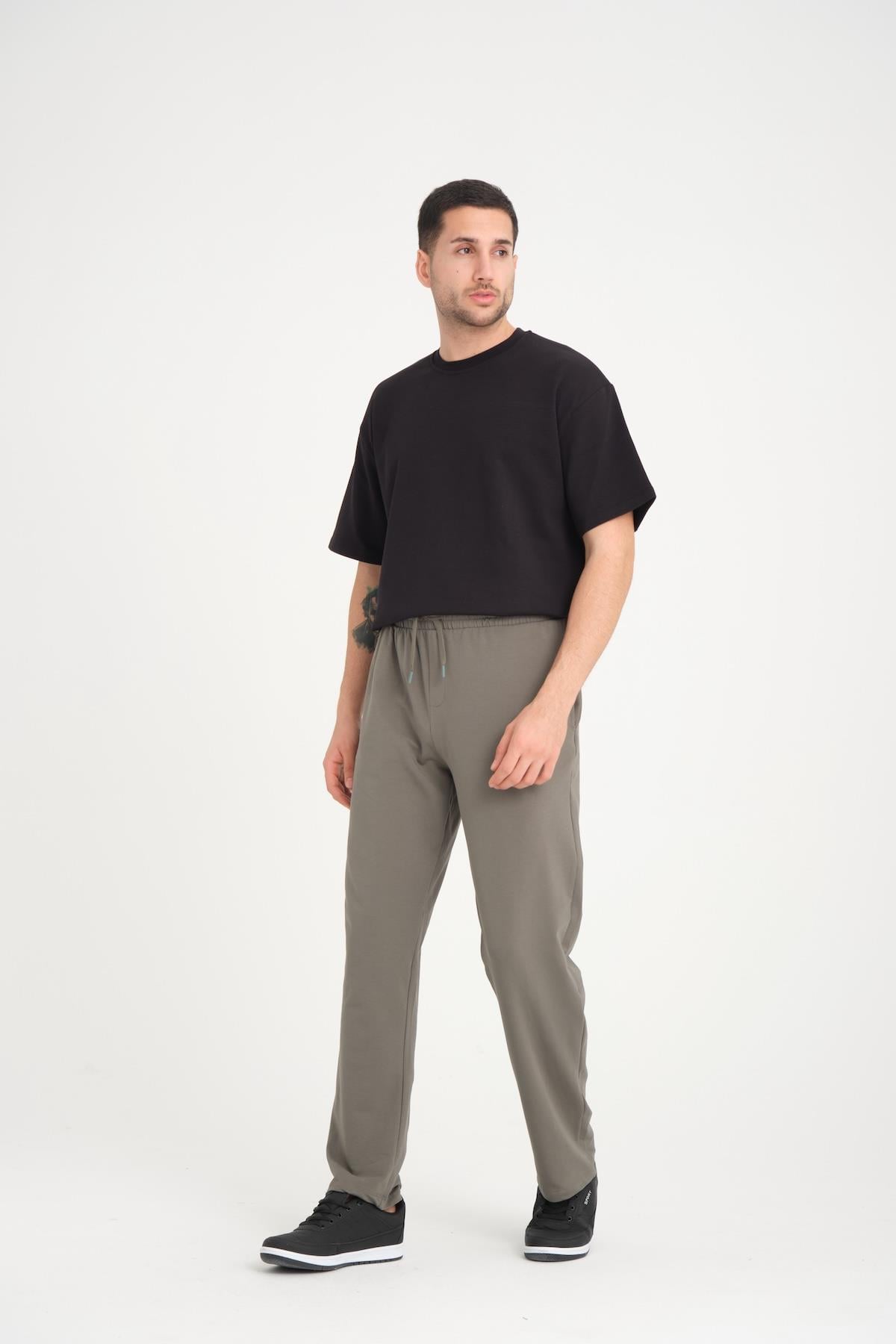 İki İplik Baggy Kalıp Eşofman Altı/Pantolon - Avcı Yeşili