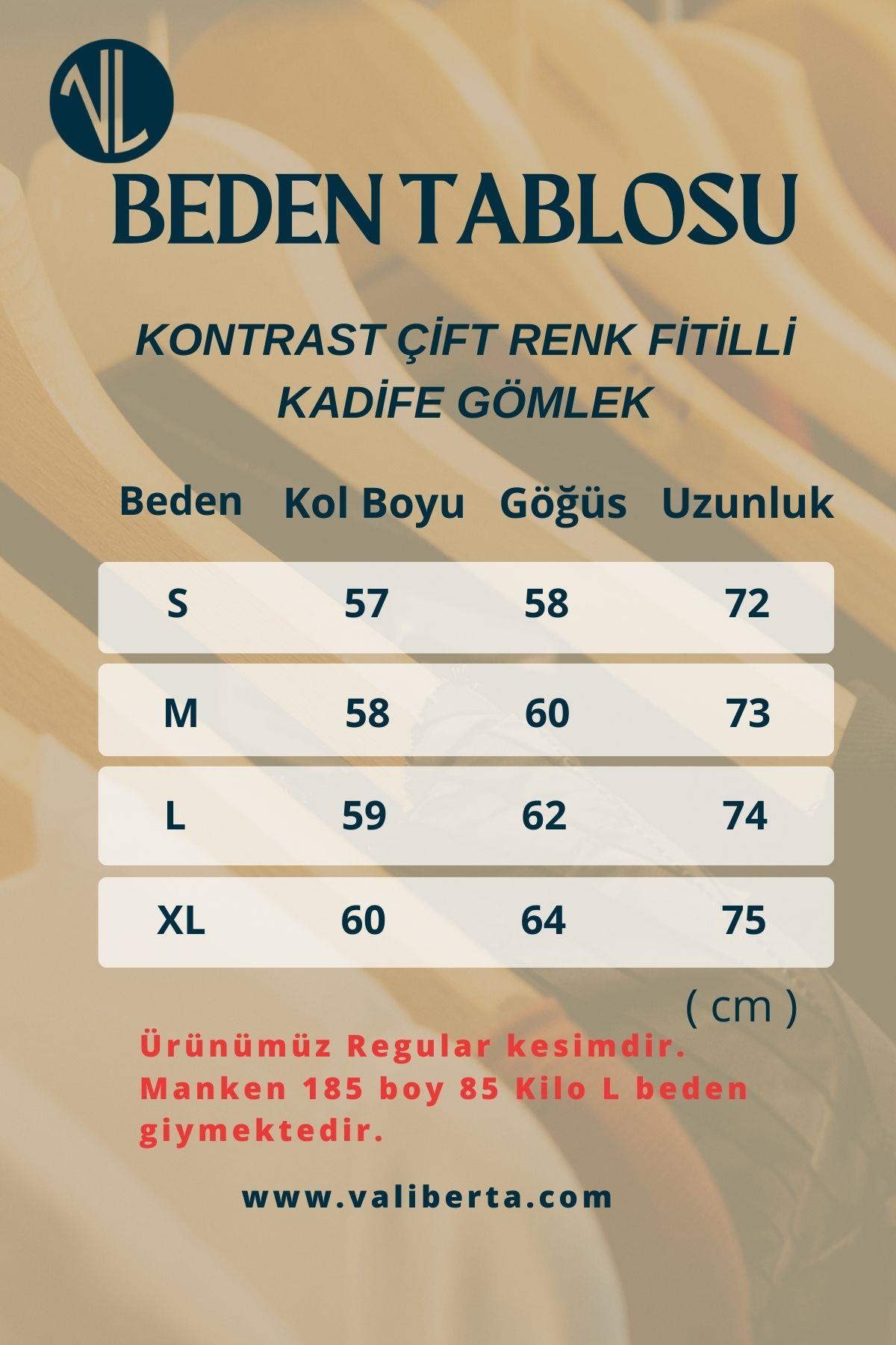 Kontrast Çift Renk Fitilli Kadife Gömlek - İndigo · 7