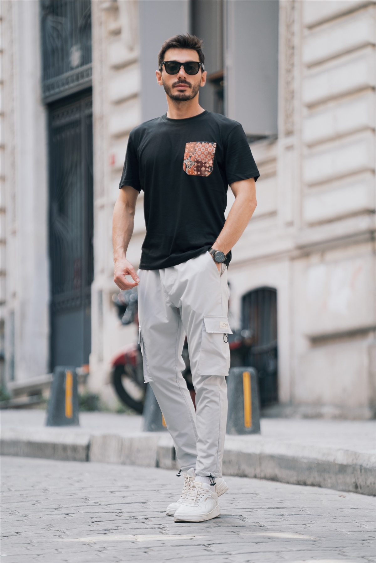 Tarzınıza Renk Katacak Erkek Baskı Cep Detaylı T-shirt | Valiberta