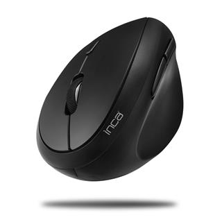 Inca Vertical Optik Wireless Mouse (USB Adaptörlü) (1600DPI) (Siyah) (Ergonomik) (6 Tuş) (IWM-325)