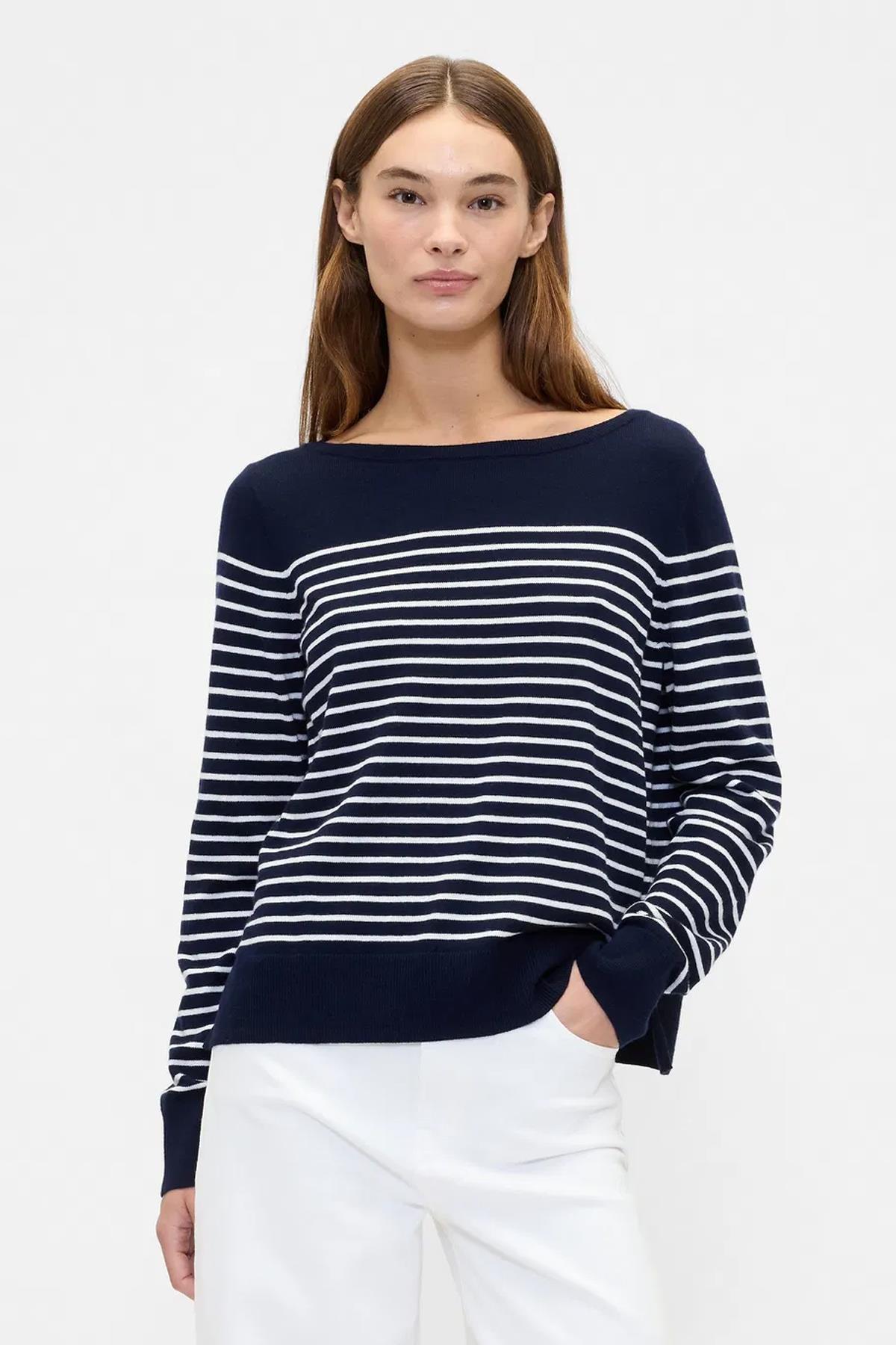 Gap V-Bella Boatneck Stripe Kadın Sweatshirt 791472001