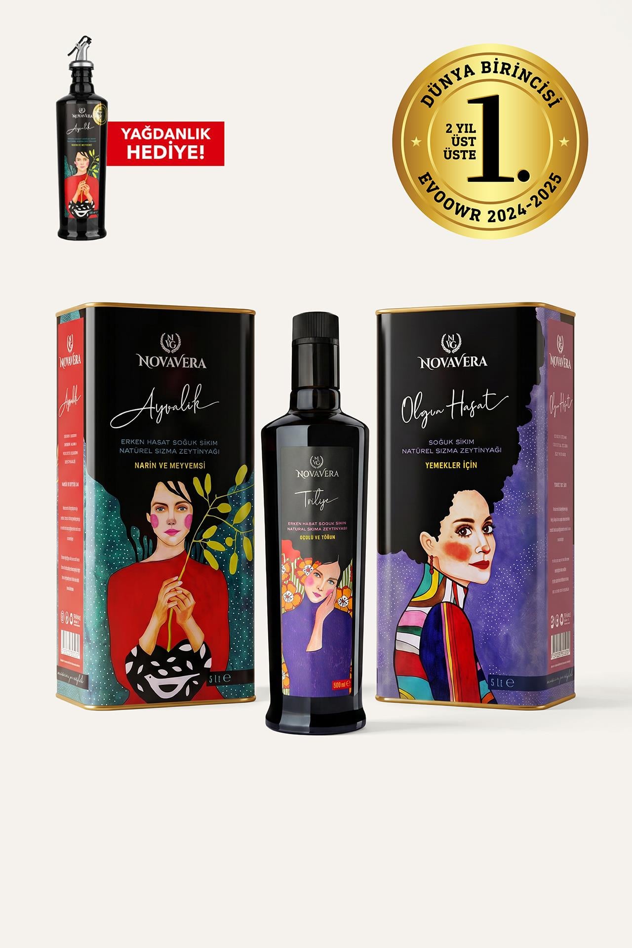 Ayvalık Erken Hasat 5 lt +Ayvalık Olgun Hasat 5 lt + Trilye Erken Hasat 500 ml