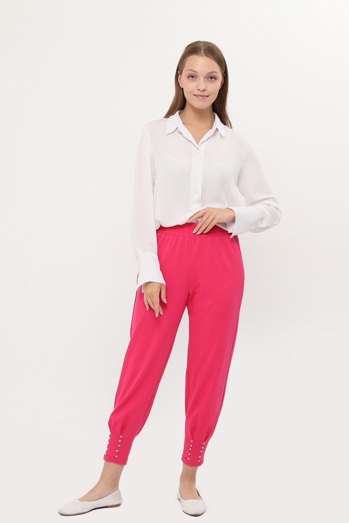 ZEHMERİ Taşlı Pantolon - FUŞYA
