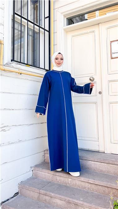 Mevlana Oversize Pamuklu Elbise - 71167 - İndigo