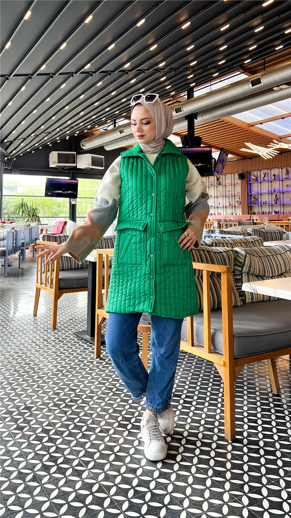 Ahenk Kapitone Yelek - BENETTON YEŞİL