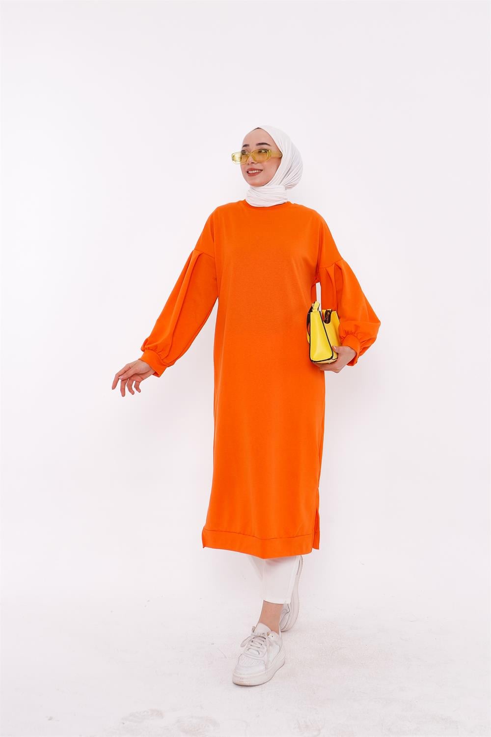 Balon Kol Midi Boy Sweatshirt Oranj