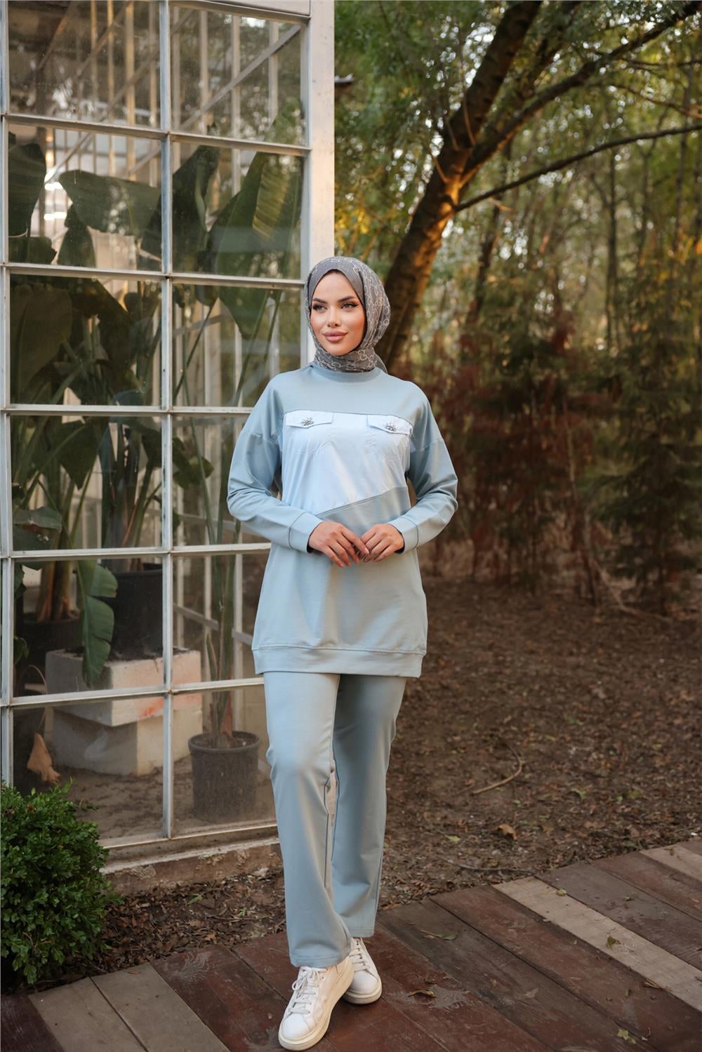 Dafne Cepli Eşofman Beli Lastikli Pantolon İkili Takım - 71153.004 - Mavi