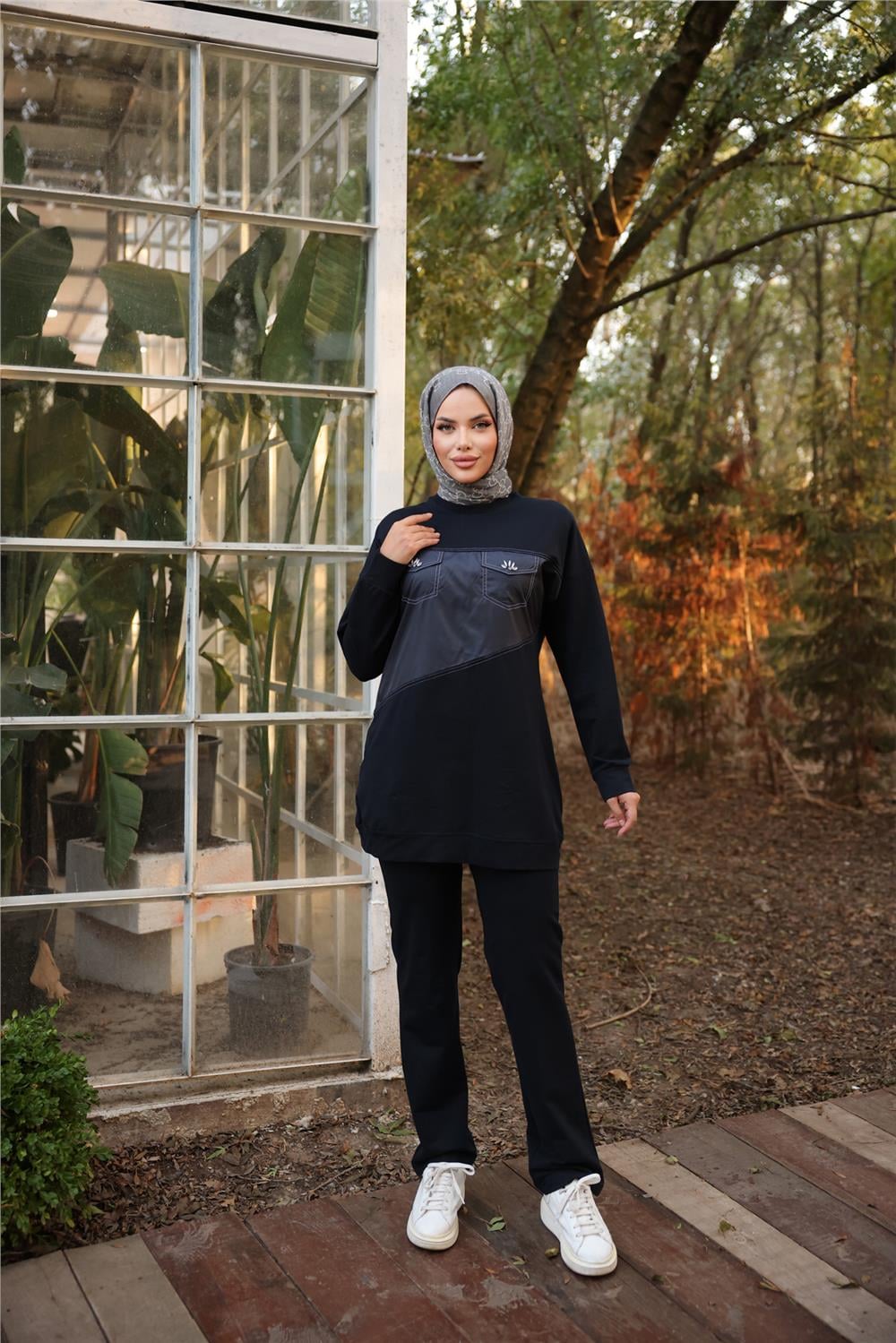 Dafne Cepli Eşofman Beli Lastikli Pantolon İkili Takım - 71153.015 - Lacivert