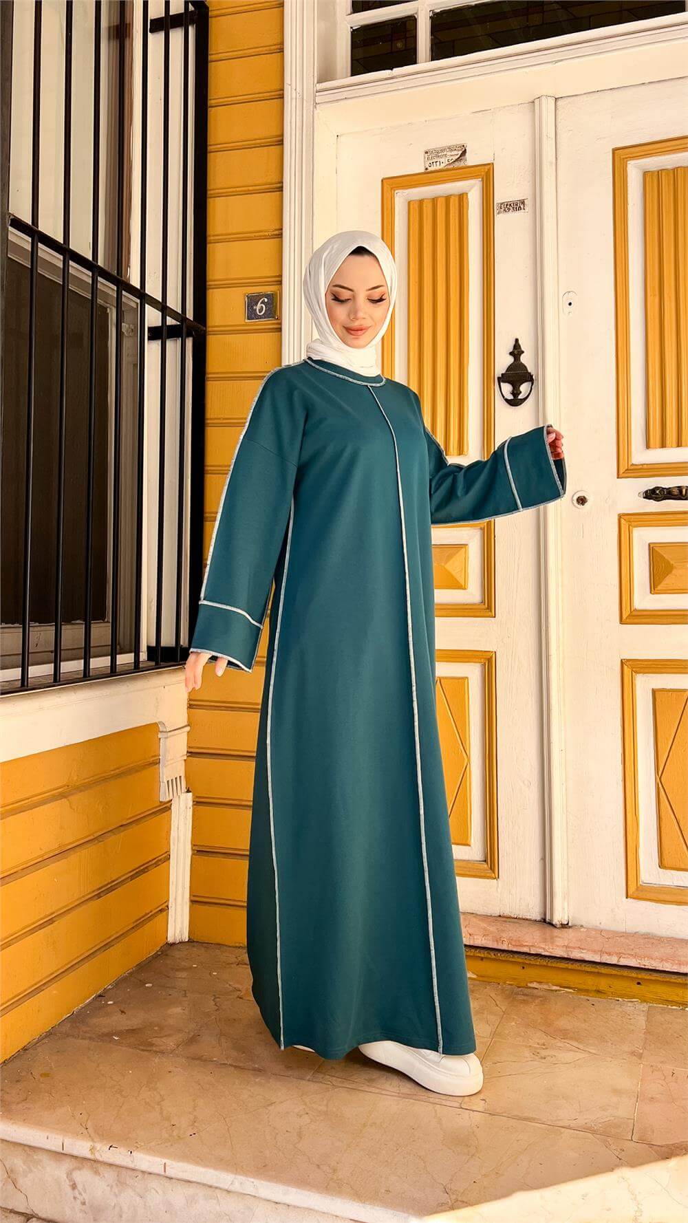 Mevlana Oversize Pamuklu Elbise - 71167 - Koyu Petrol