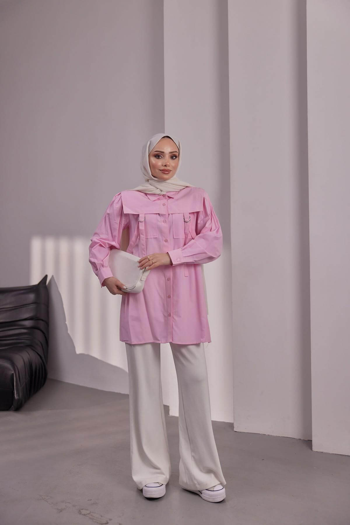 POPLİN GÖMLEK - PEMBE
