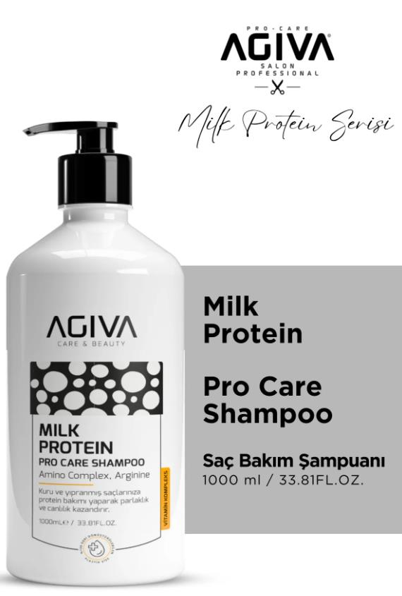 Agiva Milk Protein Amino Complex Saç Bakım Şampuanı – Kuru ve Yıpranmış Saçlar İçin 1000 ml