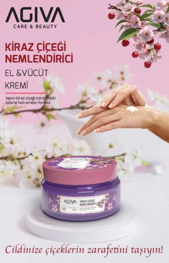 Agiva Nemlendiricili El ve Vücut Kremi 300 ml Kiraz Çiçeği 