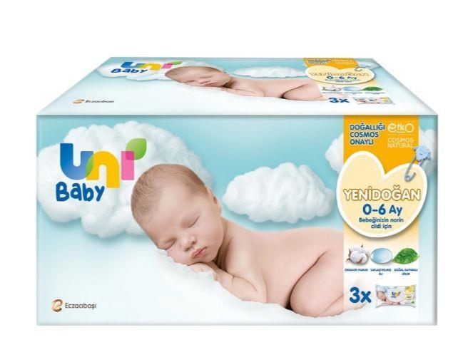 Uni Baby Yenidoğan Islak Mendil 3'lü 120 Yaprak